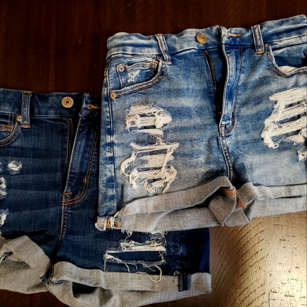 2 Pair American Eagle AE Curvy Hi-Rise Jean Shorts size 4